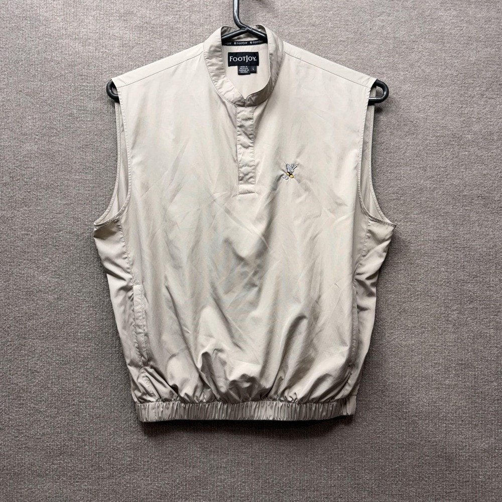 FootJoy Winged Foot Vest Mens Large Beige Golf Windbreaker Pullover Lightweight
